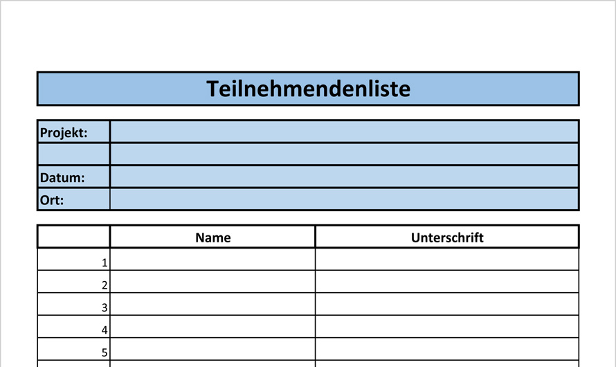 Muster Teilnehmendenliste „Demokratie leben!“ (2025)